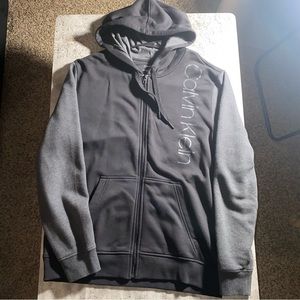 Mens Calvin Klein zip up hoodie Large Black Gray